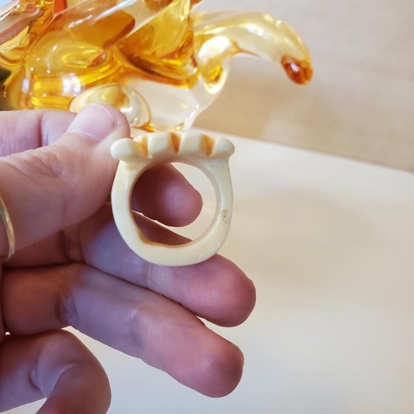 Hand Carved Natural Bone Cream Animal Etched Ring - Picture 5 of 8